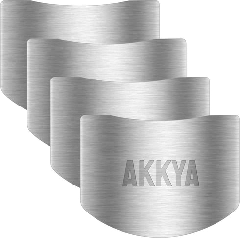 Akkya Finger Guards for Cutting Stainless Steel Finger Protector for Knife Cutting Kitchen Tool Finger Guard for Food Chopping Cutting Avoid Hurting 4 Pack