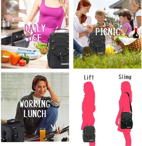 Sethruki Lunch Bag Insulated Lunch Box Lunch Shoulder Tote Bag Drinks Holder Durable Oxford Thermal Snacks Organizer for Women Men School Work Picnic Hiking Beach Fishing