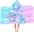 Hexagram Mermaid Hooded Beach Towel,Kids Little Mermaid Tail Poncho Towel for Girls,Quick Dry 30?x50? Pink Bath Towel for Pool Swiming