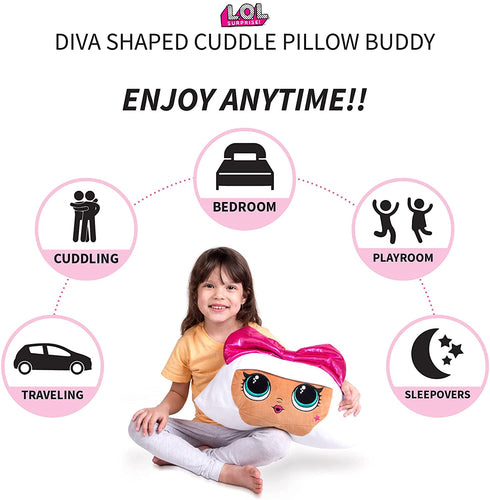 Franco Kids Bedding Soft Plush Cuddle Pillow Buddy, One Size, LOL Surprise Diva