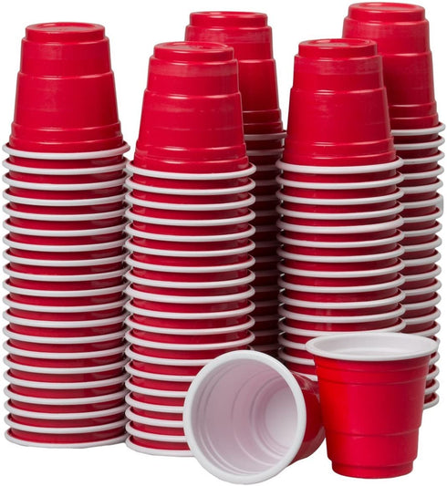 120ct Mini Red Cups 2oz Plastic Disposable Shot Glasses Party Shooter Beer Pong Jello