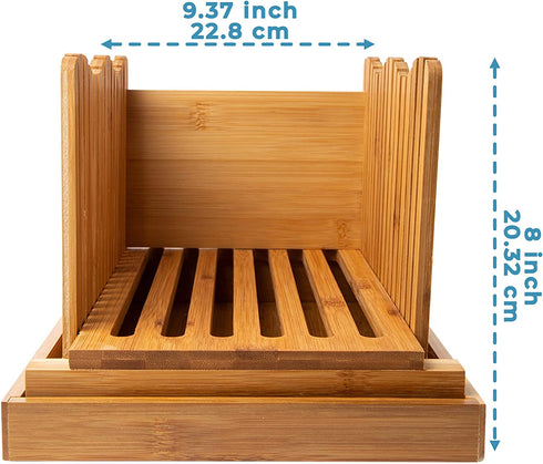 Bamboo Bread Slicer for Homemade Bread Loaf Wooden Bread Cutting Board with Crumble Holder Foldable, Adjustable and Compact Loaf Cutter Thin or Thick Slices