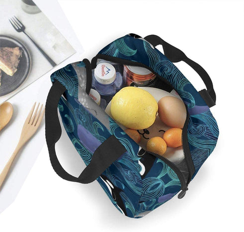 Whales Beautiful Ocean Giants Lunch Bag for Women Girls Kids Insulated Picnic Pouch Thermal Cooler Tote Bento Large Meal Prep Cute Bag Big Leakproof Soft Bags for Lunch Box, Camping, Travel, Fishing