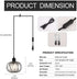 KAERDI Crystal Plug in Pendant Light Hanging Plug in lamp Mini Chandelier Swag Lights Cage Industrial Fixtures for Dining Room Bedroom Foyer Hallway Kitchen Island, Black
