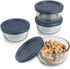 Anchor Hocking 1-Cup Round, Glass Food Storage Containers with Plastic Lids, Blue, Set of 4