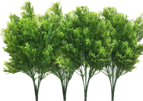CATTREE Artificial Shrubs Bushes, Plastic Fern Leaves Simulation Faux Grass Realistic Fake Plants Wedding Indoor Outdoor Home Garden Verandah Kitchen Table Centerpieces Arrangements Decoration 4 pcs