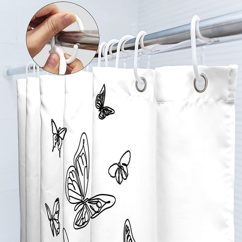 SVBright Women Flower Shower Curtain Abstract Line Ladies 60Wx72H Inch Butterfly Modern Minimalist Creative Female Sketch Aesthetic 12 Pack Hooks Polyester Waterproof Fabric Bathroom Bathtub Panels
