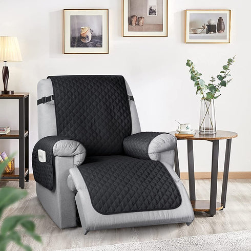 TAOCOCO Non-Slip Recliner Chair Cover Sofa Slipcover, Pet Cover for Small Recliner Chair with Elastic Straps, Washable Reclining Chair Cover Recliner Furniture Protector (23'' Small, Black)
