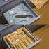 Bamboo Silverware Organizer, Expandable Kitchen Drawer Organizer for Cutlery, Wooden Utensil Holder, Multi-Function Drawer Storage, 5-7 Compartments