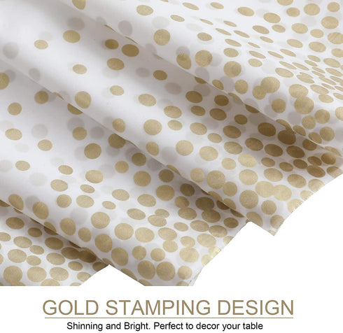 4 Pack, White and Gold Tablecloth for Birthday Party, Gold Dot Confetti Pattern Table Covers for Rectangle Tables, Fit for All Party, Thanksgiving Christmas Wedding, Anniversary,54" x 108",Gexolenu