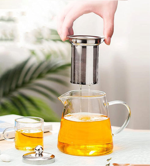 Mini Size Glass Teapot Tea Kettle-with Stainless Steel Removable Infuser for Blooming Tea & Loose Leaf Tea, Microwave & Stovetop Safe, 950ML/32oz (L-950)