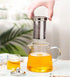 Mini Size Glass Teapot Tea Kettle-with Stainless Steel Removable Infuser for Blooming Tea & Loose Leaf Tea, Microwave & Stovetop Safe, 950ML/32oz (L-950)