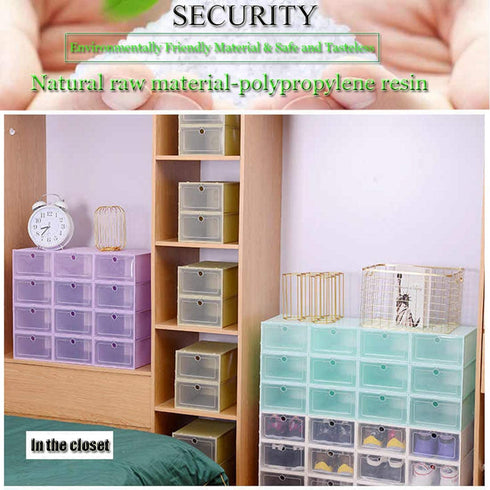 Shoe Organizer for Closet Organizer Bins Plastic Box Shoe Storage Boxes Clear Stackable Clear Shoe Storage Boxes Bathroom Organizer Bins Pantry Organizer Bins Under Bed Shoe Organizer (2PCS)