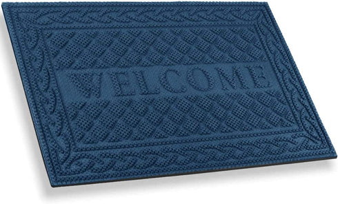 Mibao Durable Door Mat, Heavy Duty Rubber Doormats, Welcome Mats, Indoor Outdoor, Non-Slip, Easy Clean, Absorb Water, Low-Profile Mats for Entry, Patio, Garage, Entrance Way (18×30, Blue)