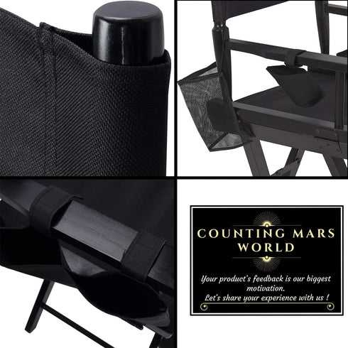 STAY GENT 5 in 1 Accessories Set for Makeup Artist Chair, (not Including Chair) Black Chair Replacement Cover Canvas, 2 Portable Side Storage Bags and Hanging Mesh Bag, Black