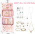 Matein Travel Jewelry Organizer, Portable Hanging Leather Carrying Storage Bag Large Waterproof Jewelry Pouch with Hook, Jewelry Case Holder for Necklaces, Earrings, Rings, Gifts for Women, Pink