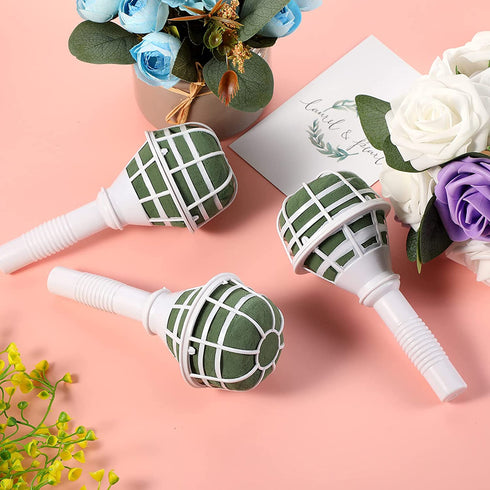 Wedding Bouquet Holder Flower Foam Bouquet Holder Bridal Handle Bouquet Holder for Flower Arrangement (10 Pieces)