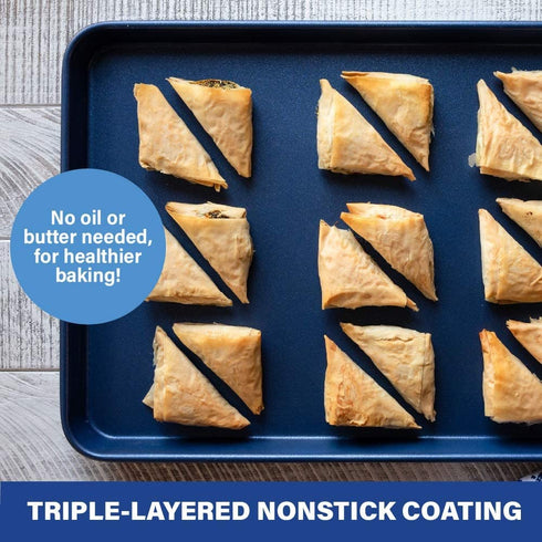 Granitestone Bakeware Nonstick Cookie Sheet XL Baking Tray, Even Heat & Non-Warp Technology, Ultra Nonstick Mineral Coating & Dishwasher Safe, Pro Heavy-Duty Chef™s Bakeware 17.7? x 12.7? Full Sized