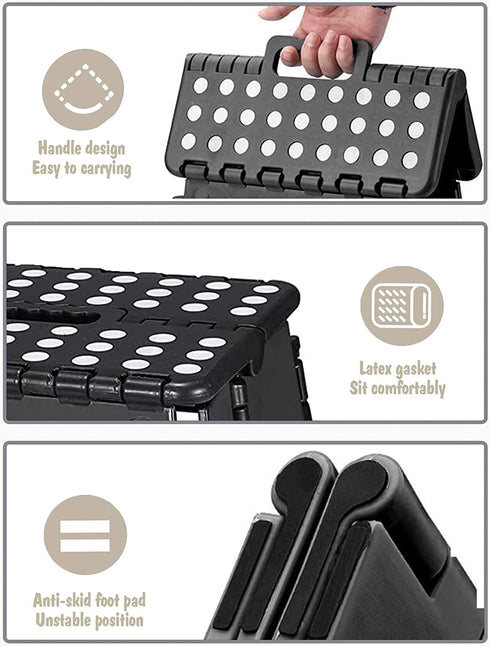 Acko Folding Step Stool - 13 inch Premium Heavy Duty Foldable Foot Stool for Kids and Adults, Kitchen Garden Bathroom Fold Up Stepping Stool (1 Pack)