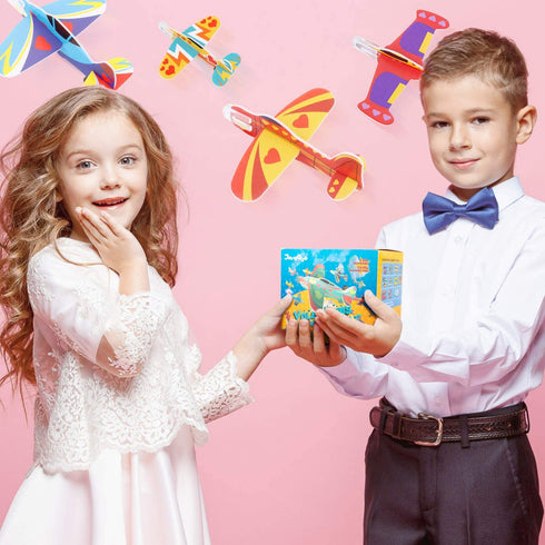JOYGOGO 50 Pack Valentines Foam Airplanes and 50 Pack Valentine Cards for Kids, Valentines Gifts for Kids Classroom, Party Favors, Valentine Treats for School
