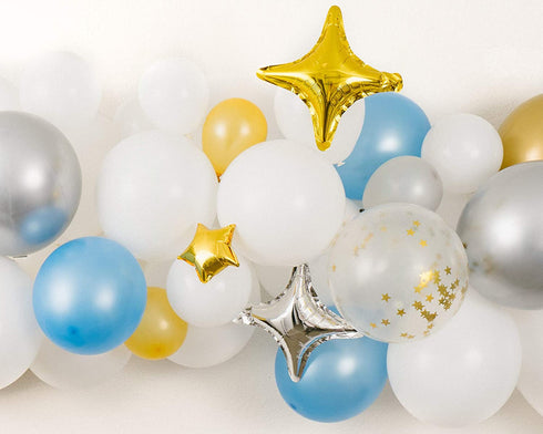 PapaKit Deluxe DIY Balloon Garland Set | 100 pc Assorted Balloons (12ft) | Decorating Strip, Adhesive, Tying Tool | Gender Reveal Mother to Be Baby Shower Party Decoration (Twinkle Little Stars)