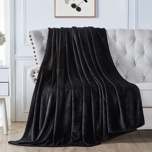 Walensee Fleece Blanket Plush Throw Fuzzy Lightweight (Queen Size 90x90 Black) Super Soft Microfiber Flannel Blankets for Couch, Bed, Sofa Ultra Luxurious Warm and Cozy for All Seasons
