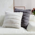 Cozy Bliss Set of 2 Faux Fur Fleece Throw Pillow Covers Luxury Super Soft Plush, Striped Cushion Cover Textured Decorative Pillowcases for Sofa Couch Bed Chair Car (Grey, 20"x20")