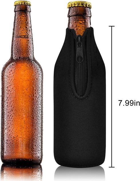 12 Pack Beer Bottle Cooler Sleeves Keep Drink Cold Zip-up Extra Thick Neoprene Insulated Sleeve Cover with Bottle Opener?12 Pack, Multi)
