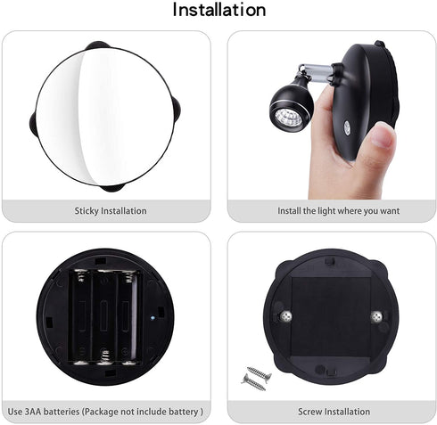 LEASTYLE LED Spot Light Indoor, Battery Operated Led Light Stick Up Lights with Remote, Mini Wireless Spotlight Dimmable Accent Lights for Lighting up Paintings Pictures(RGB 2 Pack)