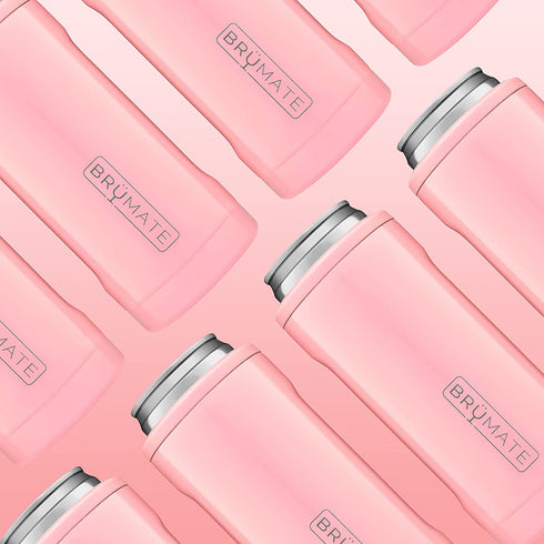 BrüMate Hopsulator Slim Double-walled Stainless Steel Insulated Can Cooler for 12 Oz Slim Cans (Blush)
