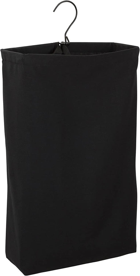 Household Essentials 149-1 Hanging Cotton Canvas Laundry Hamper Bag - Black