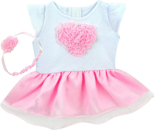 Sophia's 15 Inch Baby Doll Clothes 2 Pc. Set, Detailed Pink Heart Top, Tutu Skirt & Headband Fits 15 Inch Baby Dolls! Heart Dress & Headband|Plus Gift Bag |Doll Not Included