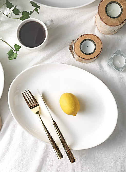 Sweese 715.101 Oval Serving Platters, 12.5 Inch White Porcelain Serving Platters for Party, Large Oval Serving Trays Serving Plates for Fish Dish, Steak, Restaurant, Dessert Shop, Set of 2