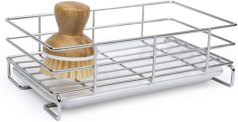 HandyHomeConcepts Sponge Holder For Sink Large Sink Caddy Kitchen Soap Tray Dish Soap Caddy Kitchen Bathroom Sink Organizer Brush Holder - 9x5x3" (not incl. Soaps, Brush, Sponge, Towel)