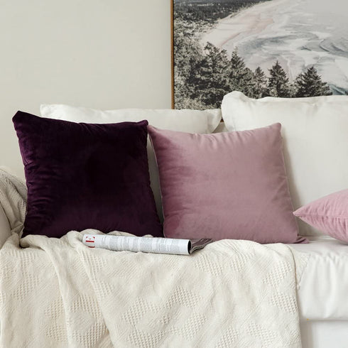 MIULEE Pack of 2 Velvet Pillow Covers Decorative Square Pillowcase Soft Solid Black Cushion Case for Sofa Bedroom Car 22 x 22 Inch 55 x 55 cm
