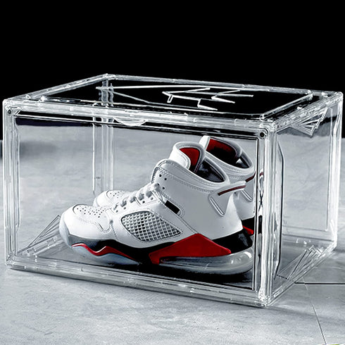 Clear Shoe Box, Stackable Plastic Sneaker Box Container, Magnetic Side Open Shoe Organizer and Shoes Storage Case, Full Transparent to Display Sneakers