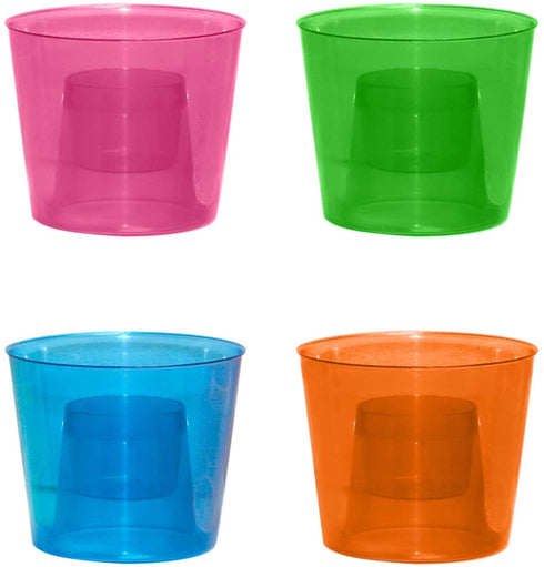 Party Essentials Hard Plastic 4-Ounce Bomber Cups, Assorted Neon, 12-Count