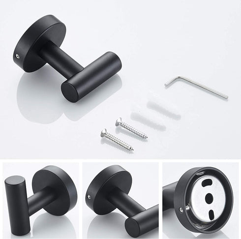 Marmolux Acc - Towel Hook Black Bathroom Single Coat Hooks Bath Kitchen Small Hand Towel Holder Hat Door Hanger Rack Home Storage Stainless Steel Bathroom Hardware Set Wall Mount Matte Black