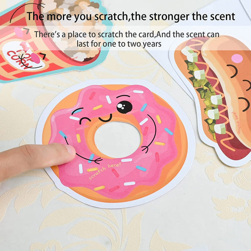 Giiffu Valentines Day Cards For Kids, 40 Valentine Scratch and Sniff Cards +40 Cute Stickers + 40 Gift Envelopes, for Class Events, School Valentines Parties, Gift Exchanges, 10 Patterns & Scents