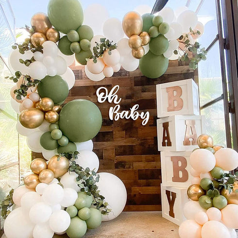 146Pcs Avocado Green Balloons Garland Arch Kit Retro Green Chorme Gold Latex Globos Birthday Valentine Wedding Party Decors 2021