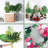 rubzdeco 80 Pcs 4 Kind Palm Leaves Artificial Faux Leaf with Stem for Tropical Jungle Safari Theme Birthday Beach Baby Shower Wedding Decoration Luau Hawaiian Supplies