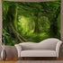 Lahasbja Virgin Forest Tapestry Green Tree in Misty Forest Tapestry Wall Hanging Nature Scenery Wall Tapestry Decor for Living Room Bedroom