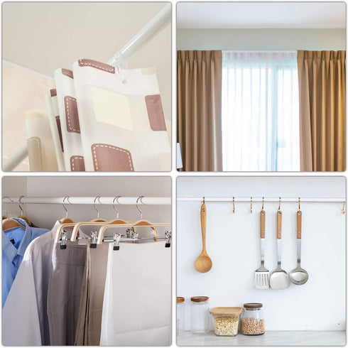 Shower Curtain Rod Tension No Drill, Spring Tension Rod for Windows, Stainless Steel Curtain Rod Adjustable 26-47 Inches, Tension Shower Rod for Bathroom, Kitchen, Window, Closet, Doorway, White