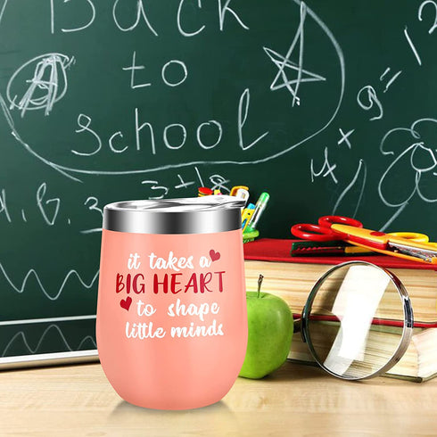 Teacher Appreciation Gifts for Teacher,Valentines Day Gifts for Teachers Women Teacher Professor-12 OZ Stainless Steel Wine Tumbler with Lid Straws for Christmas Stocking Stuffers,Birthday,Anniversary