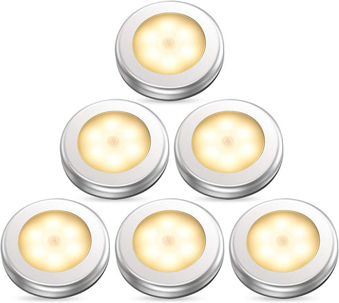 Phulu Fulu Motion Sensor LED Night Light, Non-Fall Battery Night Light Wireless, Stick-on Magnet Closet Lights, Safe Lights for Stairs, Hallway, Bathroom, Kitchen, Cabinet (Warm White-Pack of 6)