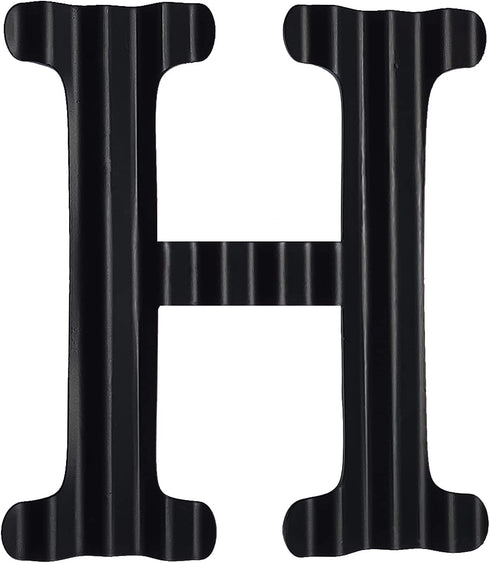 13.7" Metal Letters for Wall Decor, Corrugated Black Large 3D Letters, Decorative Farmhouse Hanging Alphabet Signs for Home Bedroom Office Wedding Party (H)
