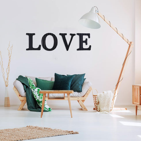 13.7" Metal Letters for Wall Decor, Corrugated Black Large 3D Letters, Decorative Farmhouse Hanging Alphabet Signs for Home Bedroom Office Wedding Party (H)