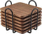 Eykao Drink Coasters with Holder, Coasters for Wooden Table, Farmhouse Coaster, 6 Pcs Square Walnut Wood Coaster(4 Inch), Fit Ceramic Cup and Glass Cup or Any Size of Drink Glasses, Housewarming Gifts