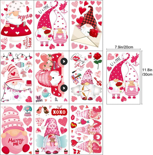 DmHirmg Valentine's Day Window Clings Decorations, Valentines Window Decal Stickers Valentine's Day Decorations Removable Window Sticker Decals for Home Party Wedding Anniversary Decorations (9 Sheet)