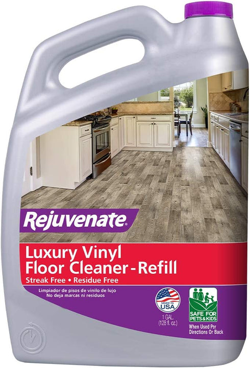 Rejuvenate High Performance Luxury Vinyl Tile Plank Floor Cleaner pH Neutral Formula Doesn't Leave Streaks or Dulling Residue 128oz